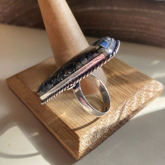 Copper Ethiopian Opal Sterling Silver Ring Size 8.5 - Picture 4 of 6